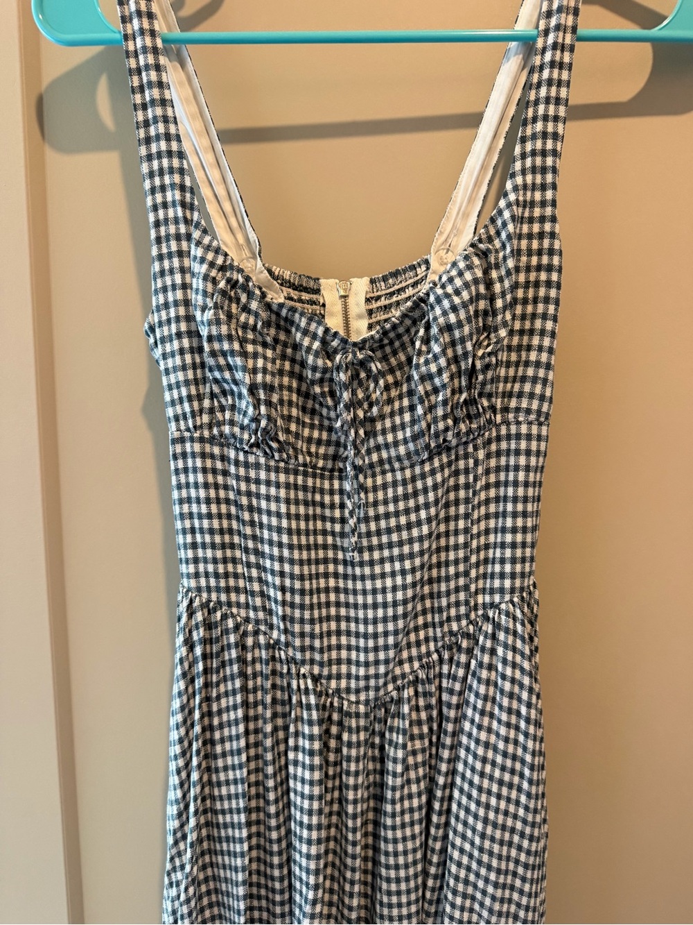 Blue and White Gingham Reformation Dress